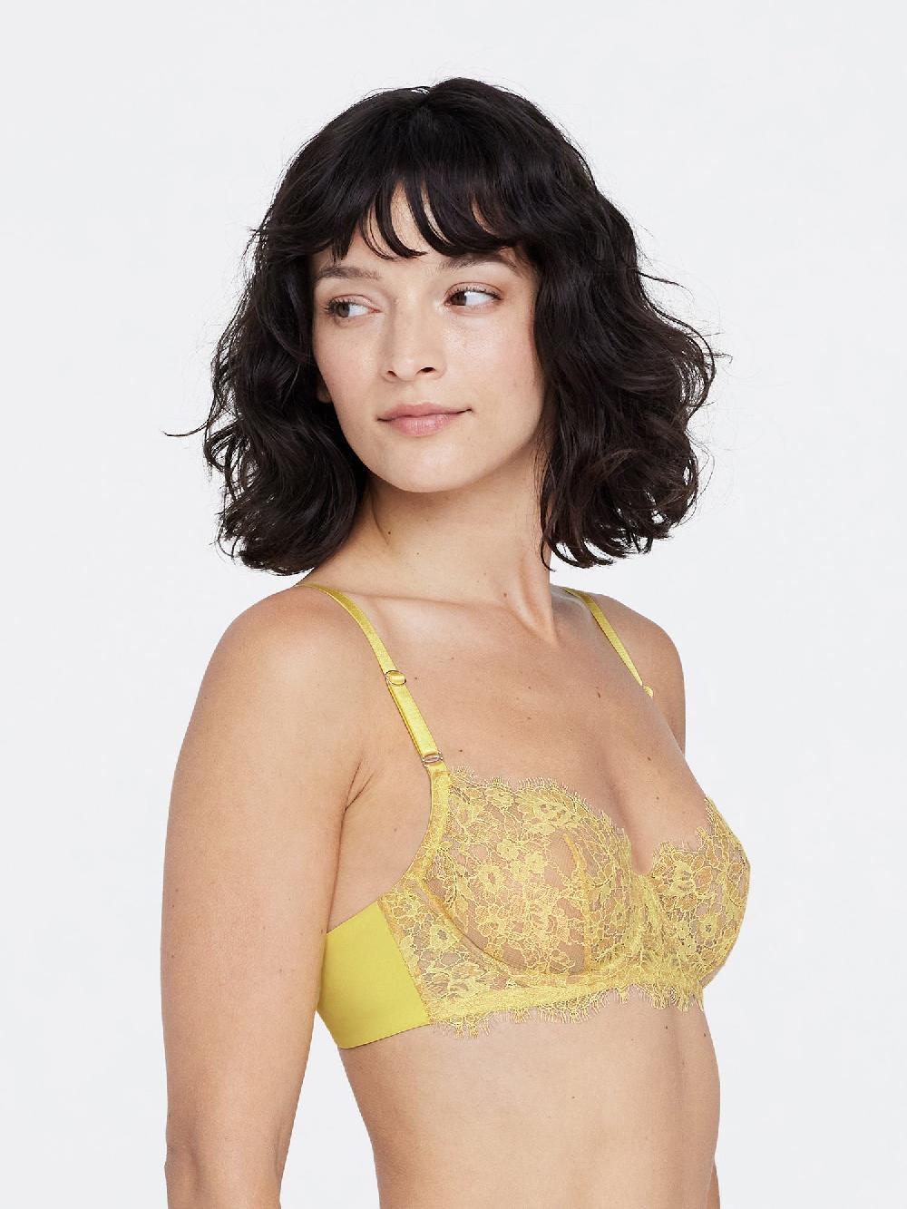 Skarlett Blue Entice Lace Balconette Bra Canary/Nylon