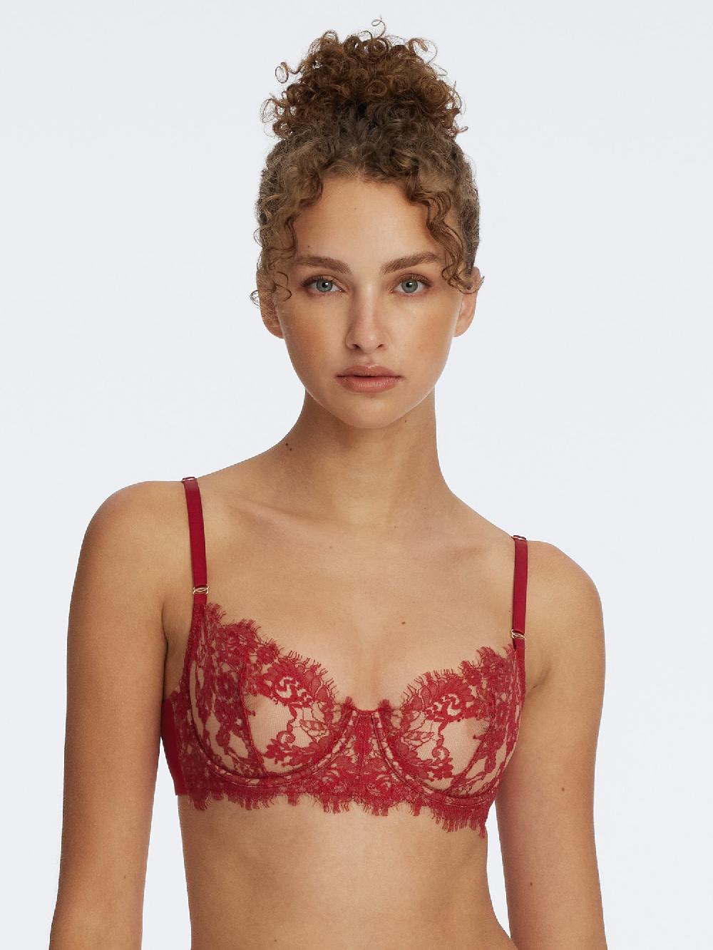 skarlett blue Entice Lace Balconette Bra Lipstick Red/Nylon