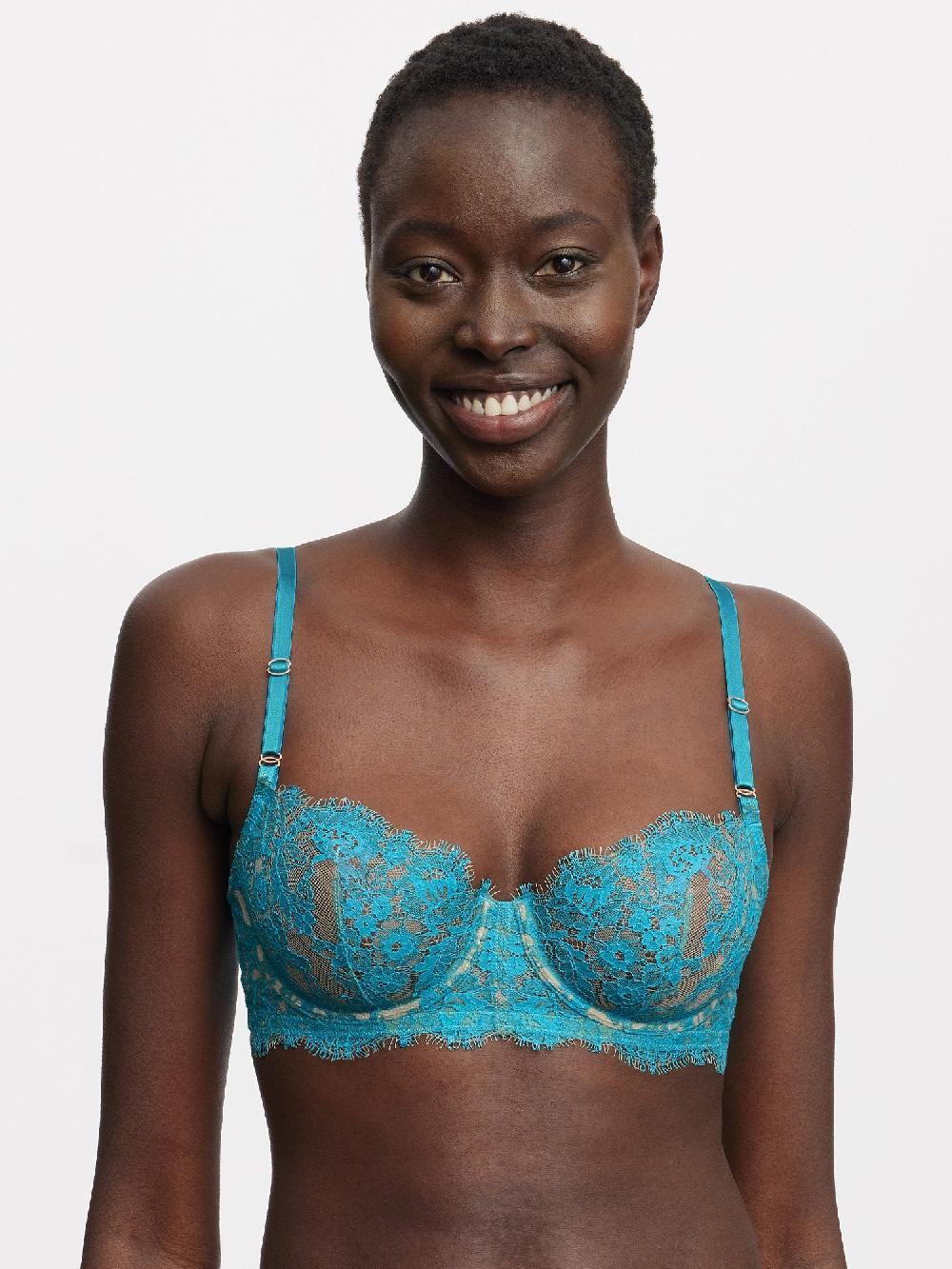Skarlett Blue Entice Lace Balconette Bra Paradise Blue/Nylon