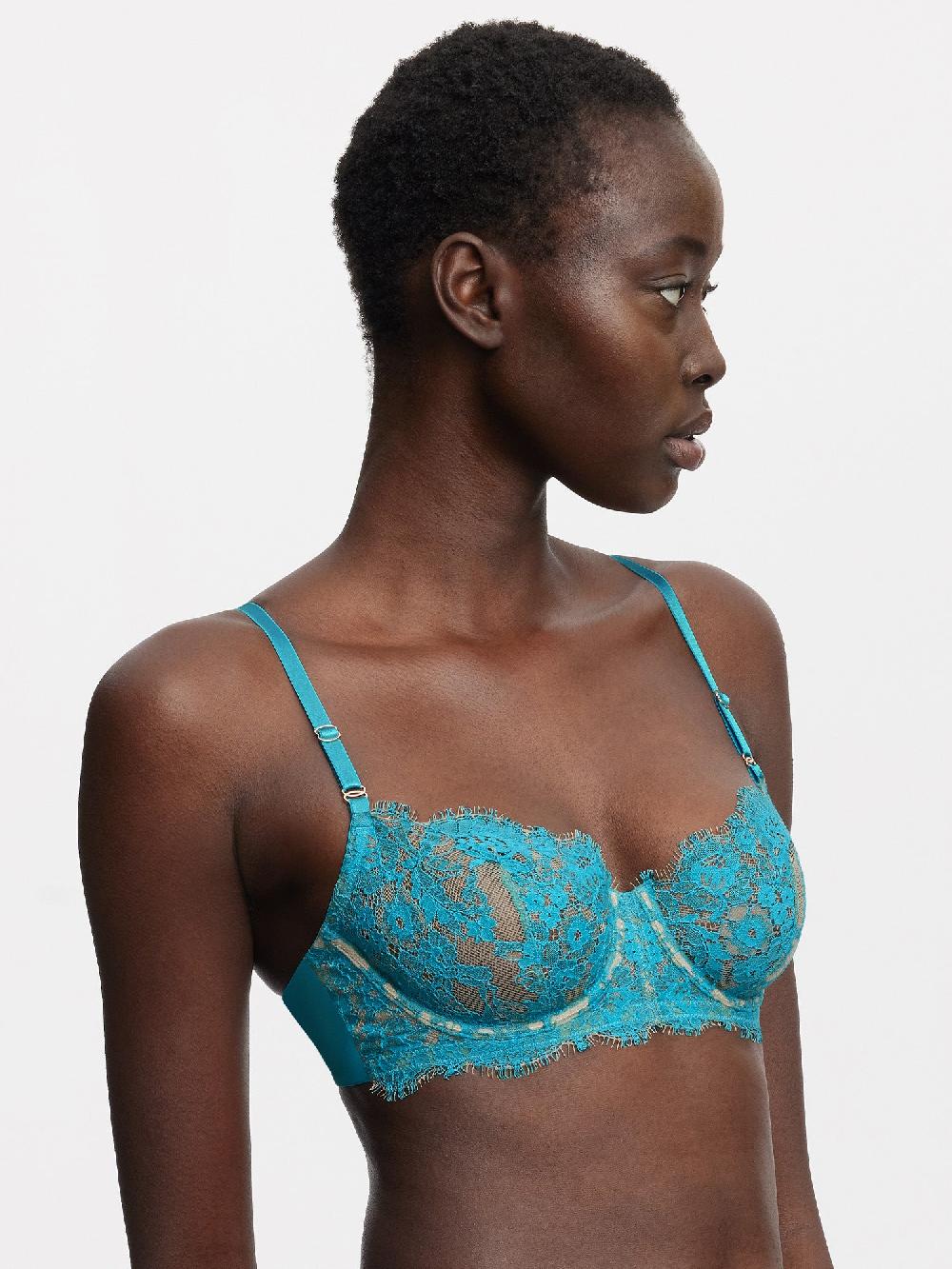 skarlett blue Entice Lace Balconette Bra Paradise Blue/Nylon