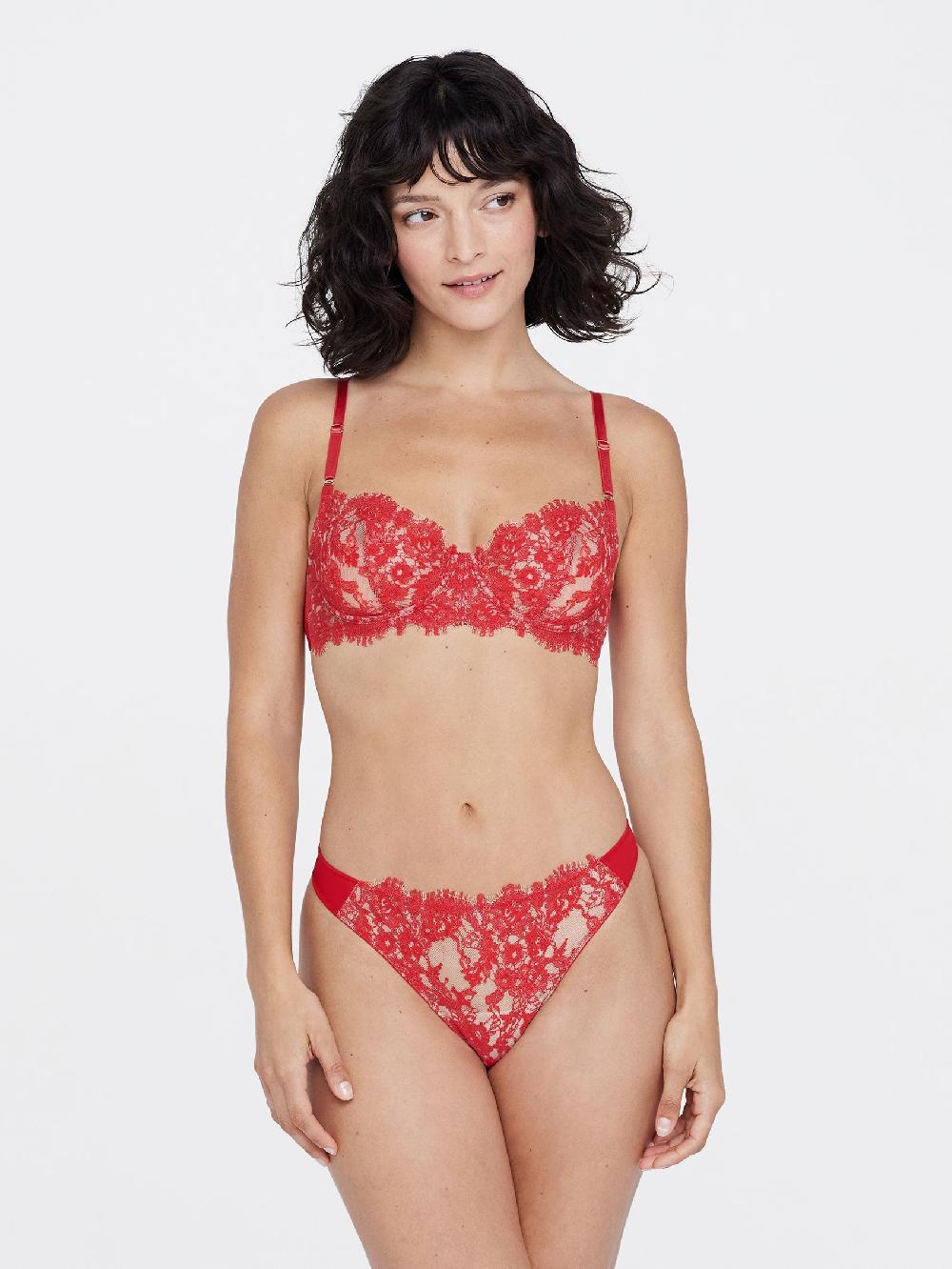 Skarlett Blue Entice Lace Balconette Bra Sangria/Nylon