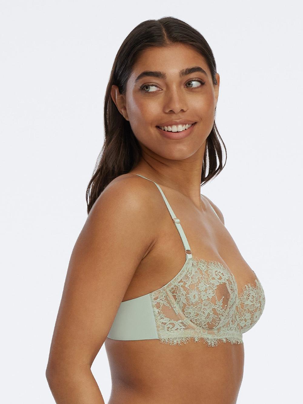 Skarlett Blue Entice Lace Balconette Bra Seafoam/Nylon