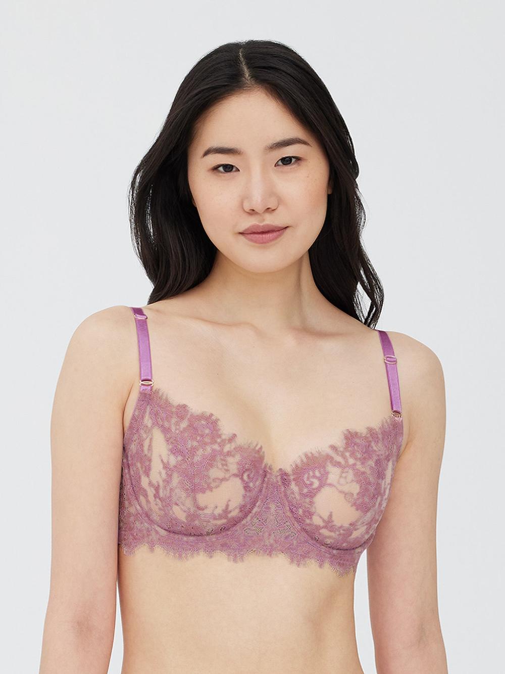 skarlett blue Entice Lace Balconette Bra Sheer Lilac/Nylon