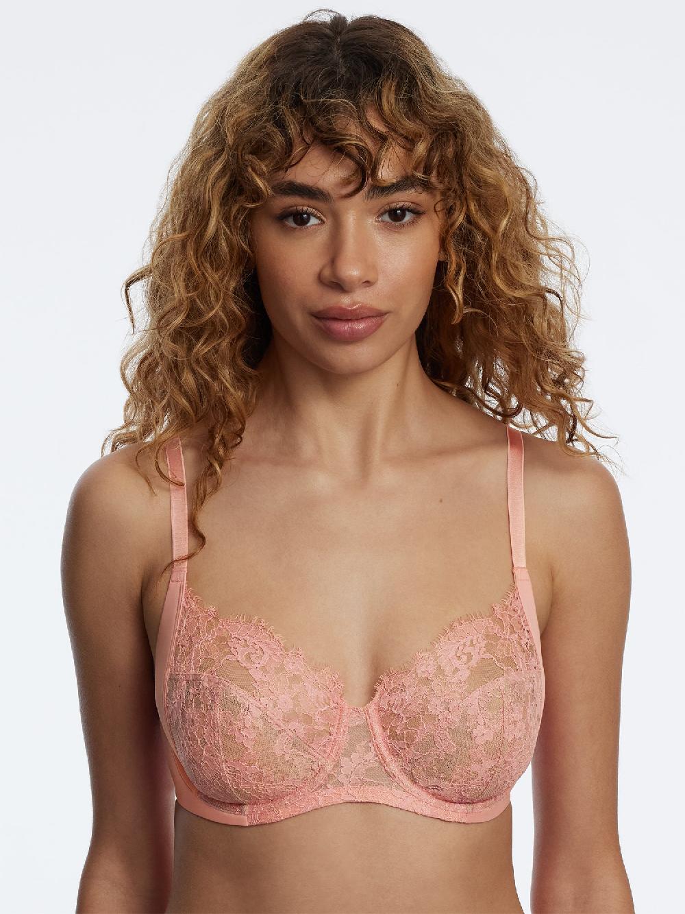Skarlett Blue Entice Lace Full Coverage Side Support Balconette Bra Carnation/Nylon