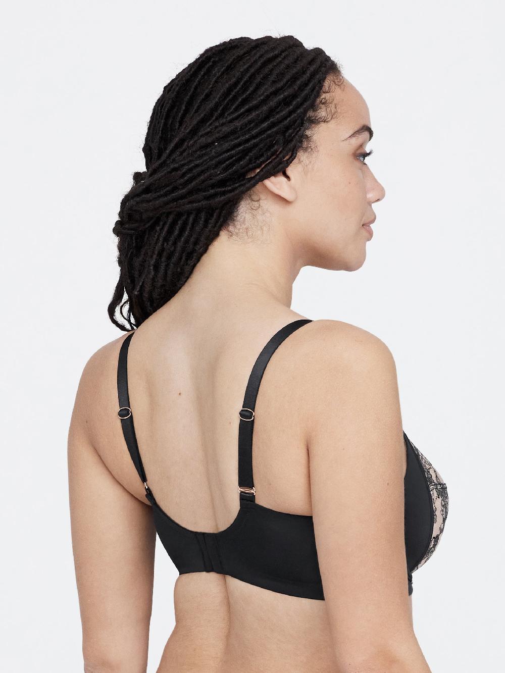 Skarlett Blue Entice Lace Full Coverage Side Support Balconette Bra Black/Nylon