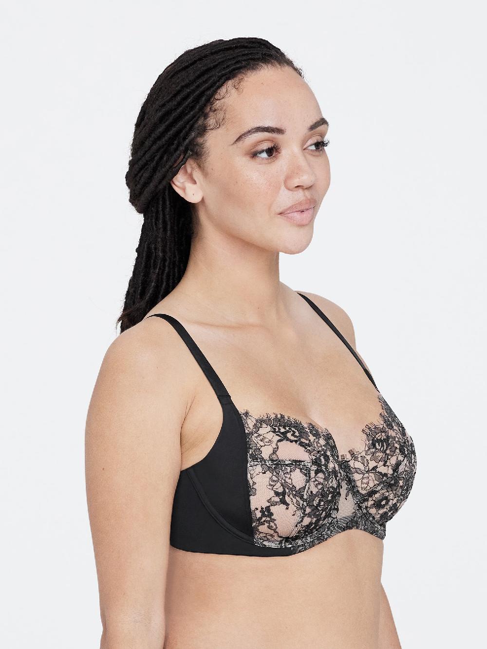 Skarlett Blue Entice Lace Full Coverage Side Support Balconette Bra Black Leopard Print