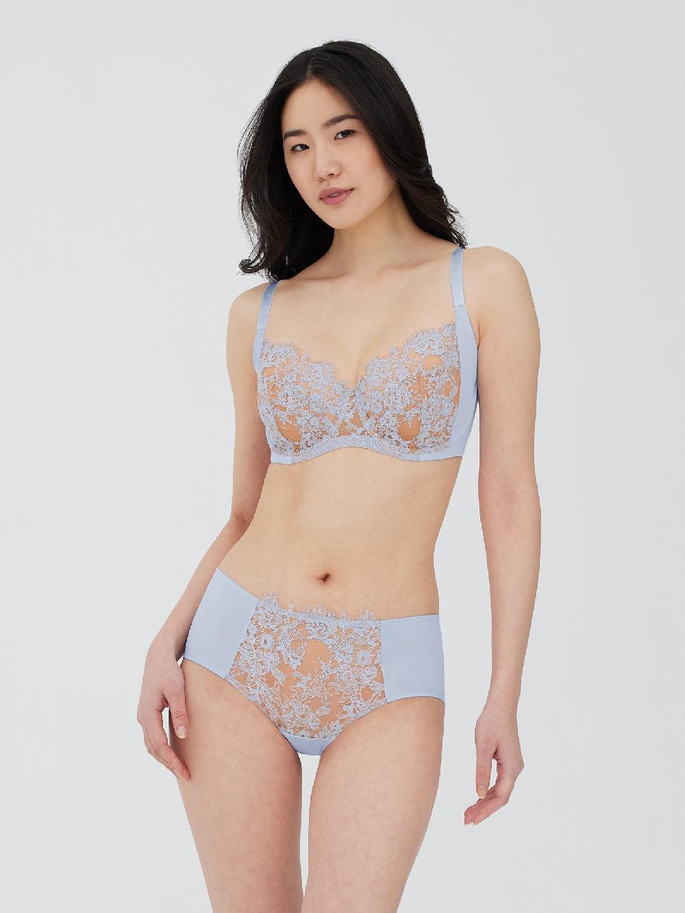 Skarlett Blue Entice Lace Full Coverage Side Support Balconette Bra Morning Sky/Ginger