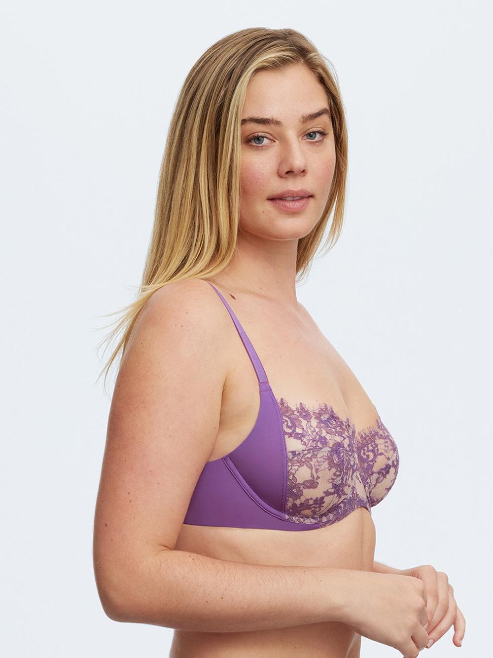 skarlett blue Entice Lace Full Coverage Side Support Balconette Bra Pure Purple/Cashmere