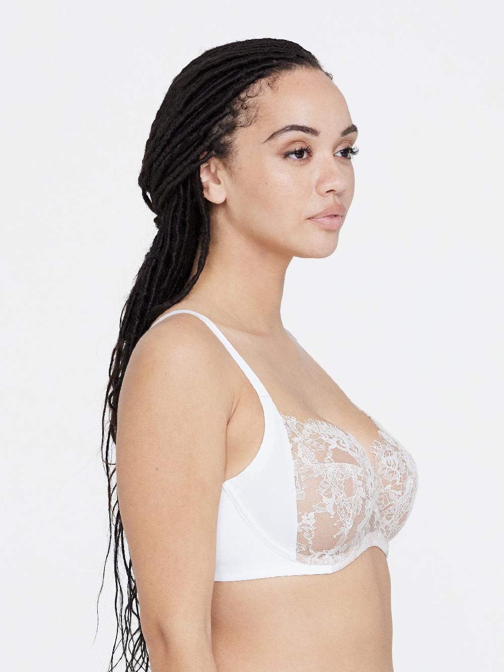 Skarlett Blue Entice Lace Full Coverage Side Support Balconette Bra White/Nylon