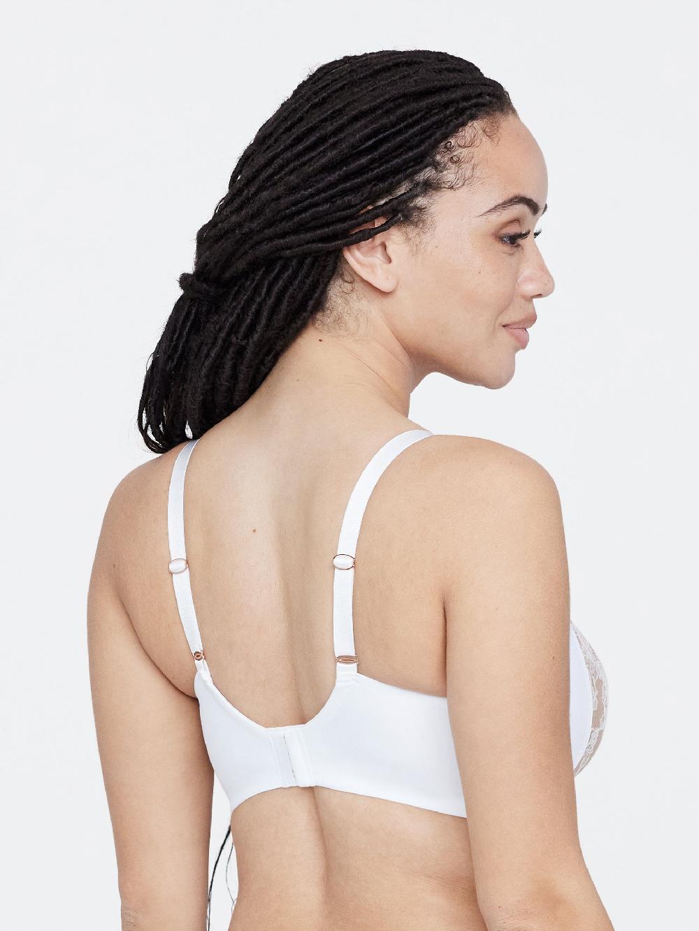 Skarlett Blue Entice Lace Full Coverage Side Support Balconette Bra White/Nylon