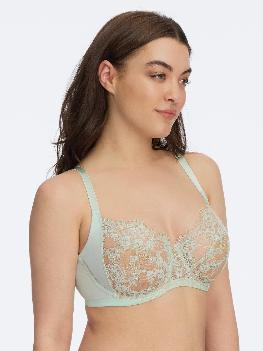 skarlett blue Entice Lace Full Coverage Side Support Balconette Bra Seafoam/Nylon