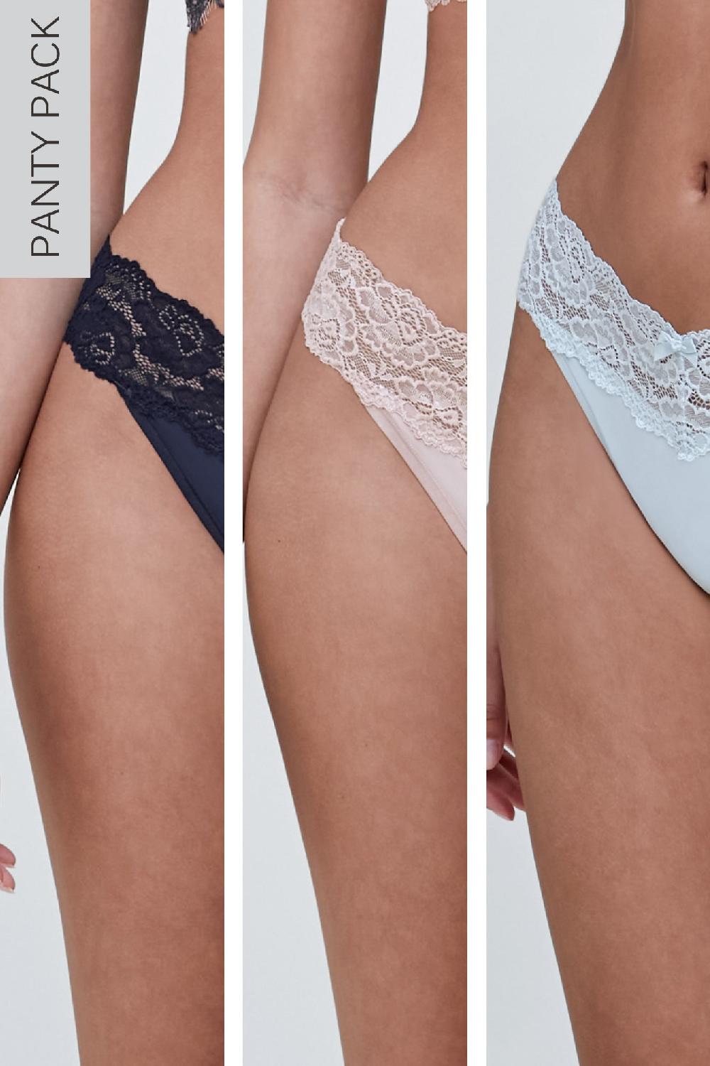 Skarlett Blue Goddess Lace Trim Thong 3 Pack - FINAL SALE