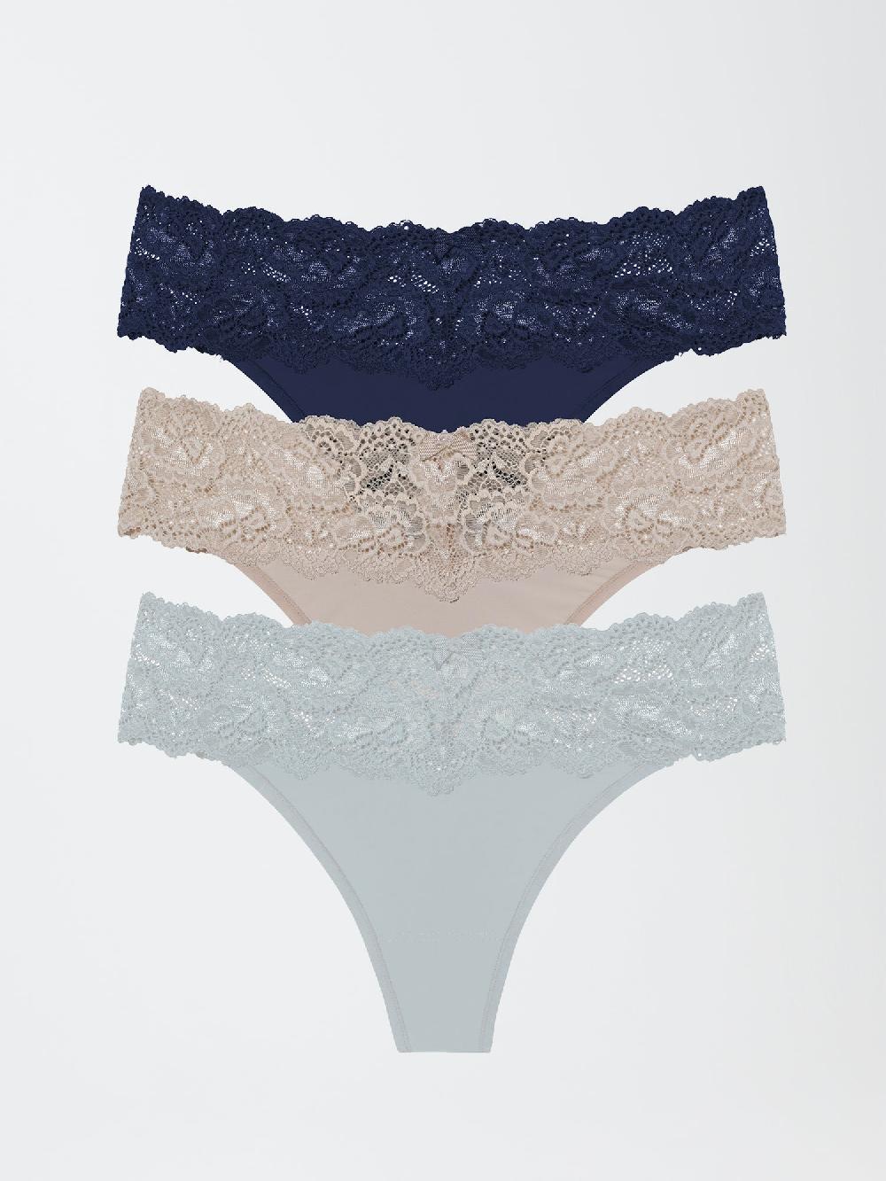 skarlett blue Goddess Lace Trim Thong 3 Pack - FINAL SALE