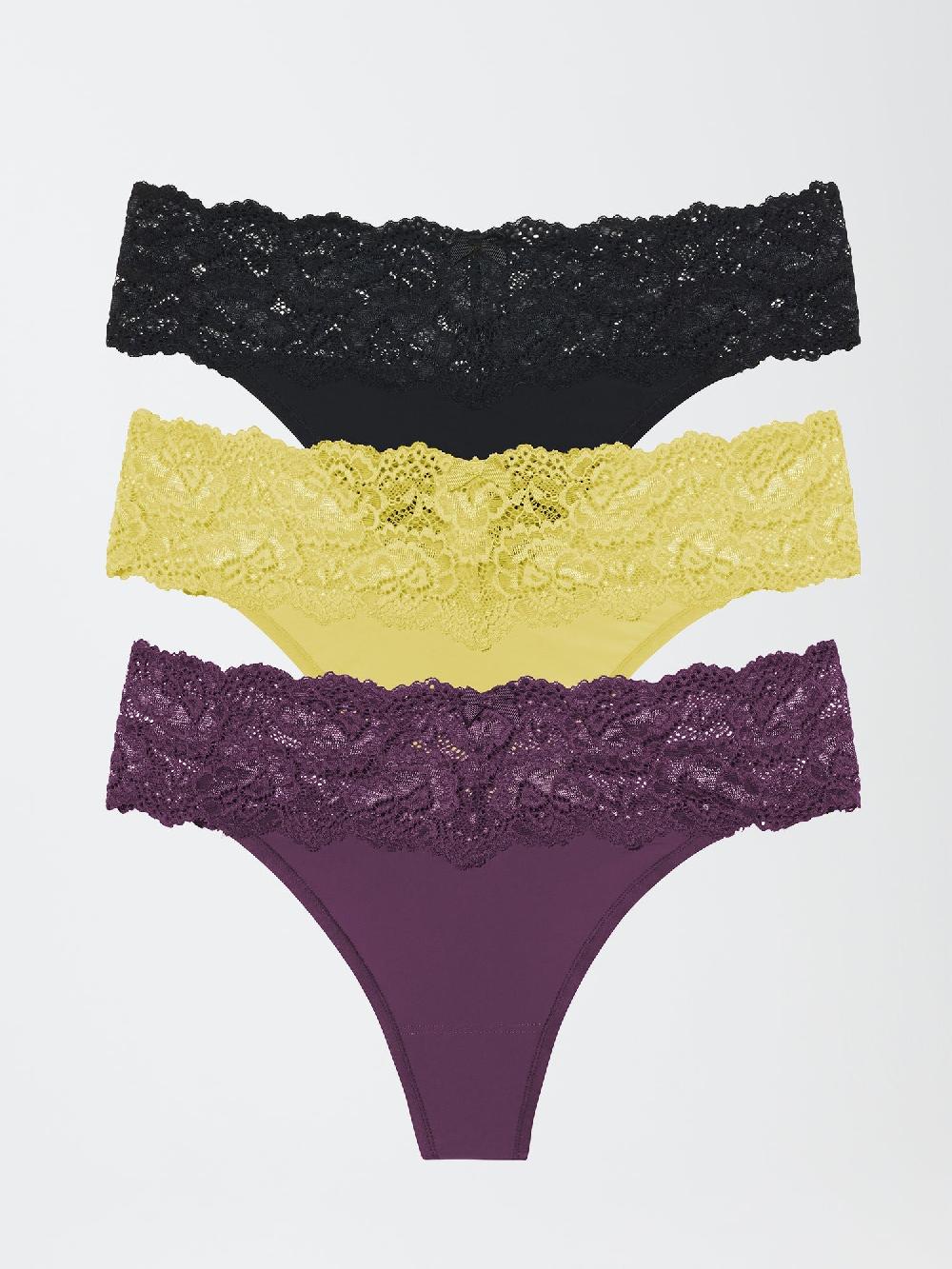 skarlett blue Goddess Lace Trim Thong 3-Pack - FINAL SALE