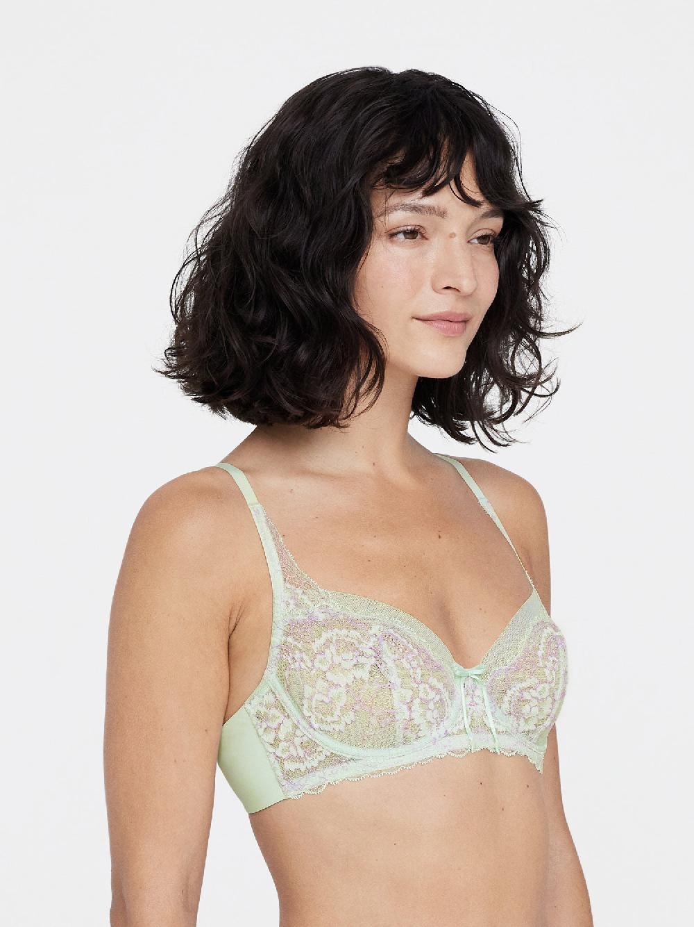 Skarlett Blue Minx Lace Balconette Bra Pale Blue/Pink Orchid