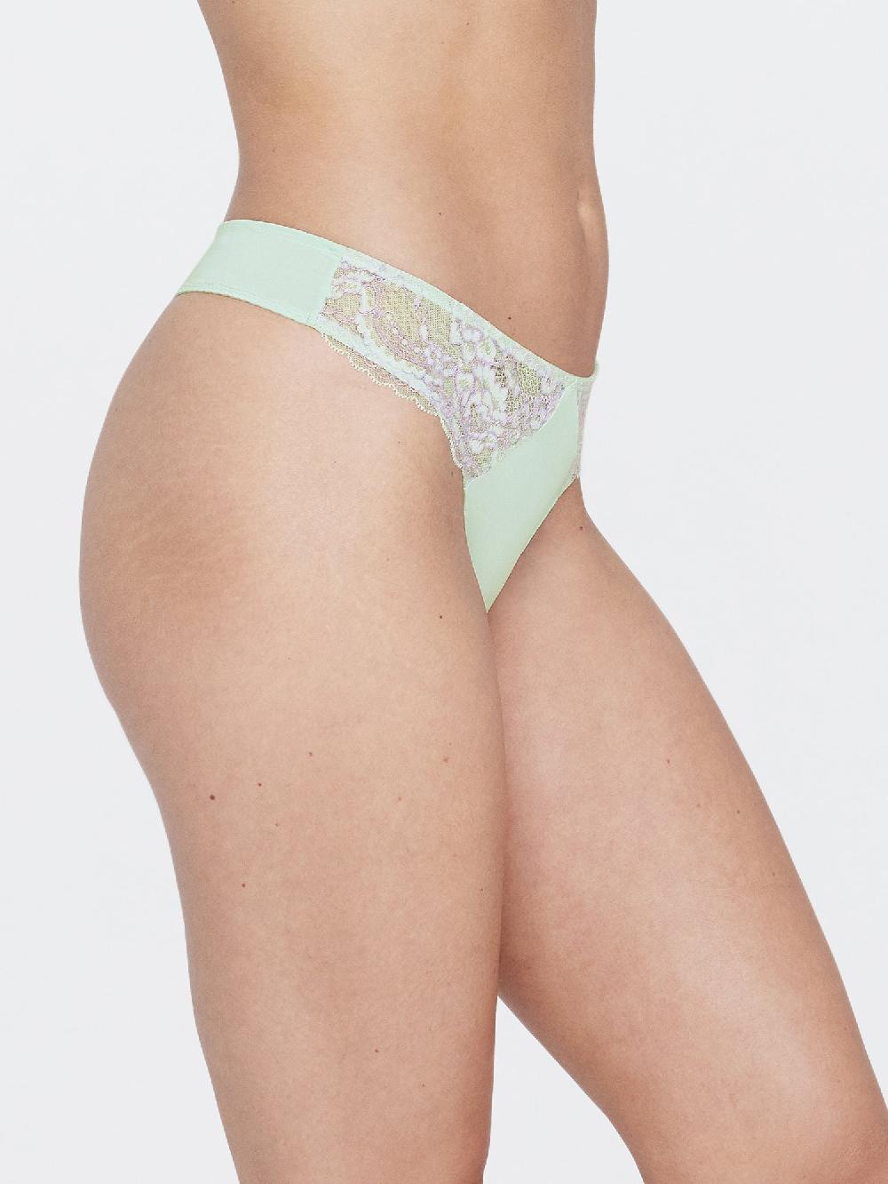 Skarlett Blue Minx Lace Trim Thong Pale Blue/Pink Orchid
