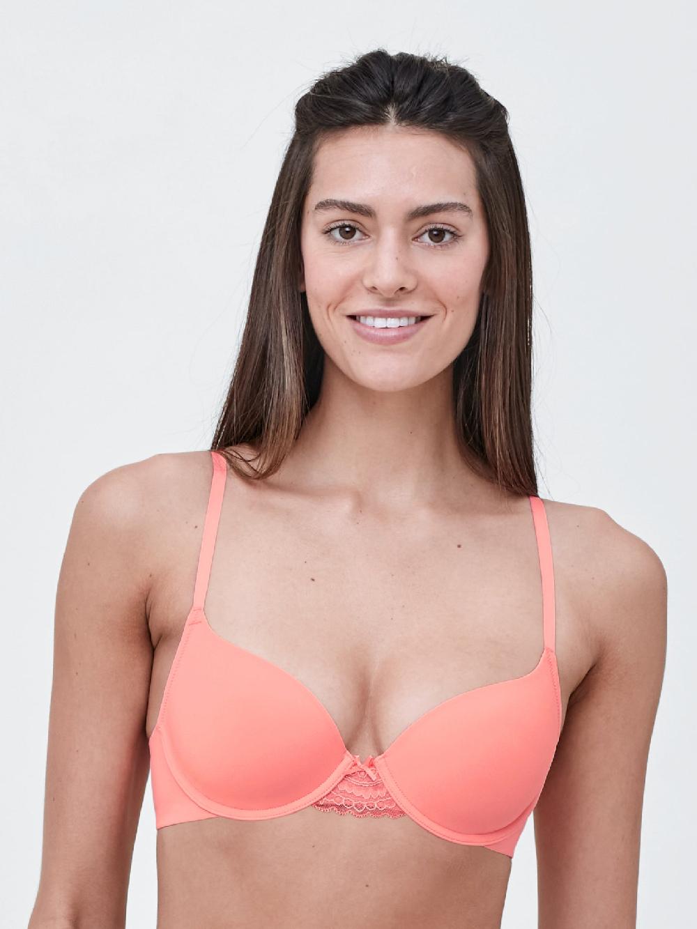 skarlett blue Minx Plunge Demi T-Shirt Bra Pink Sun/Chiffon