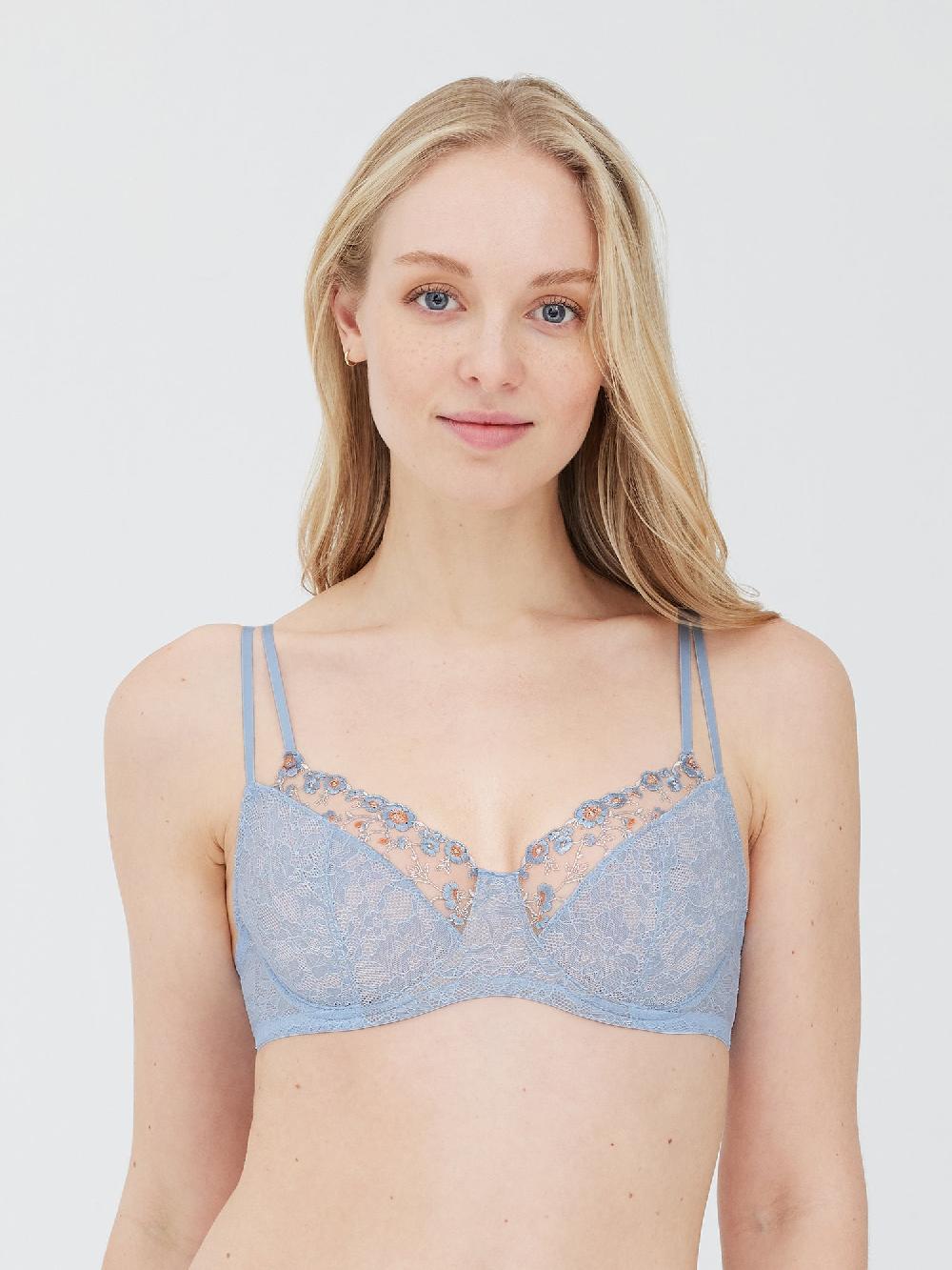 skarlett blue Paradise Floral Lace Bra Dove Blue Combo