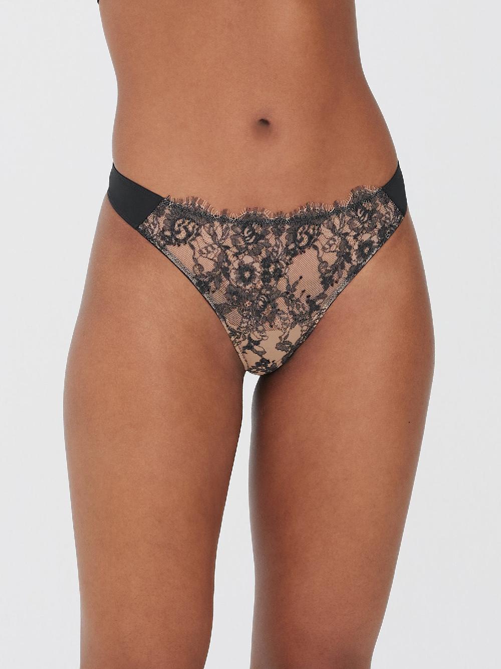 Skarlett Blue Entice Front Lace Thong Black/Nylon