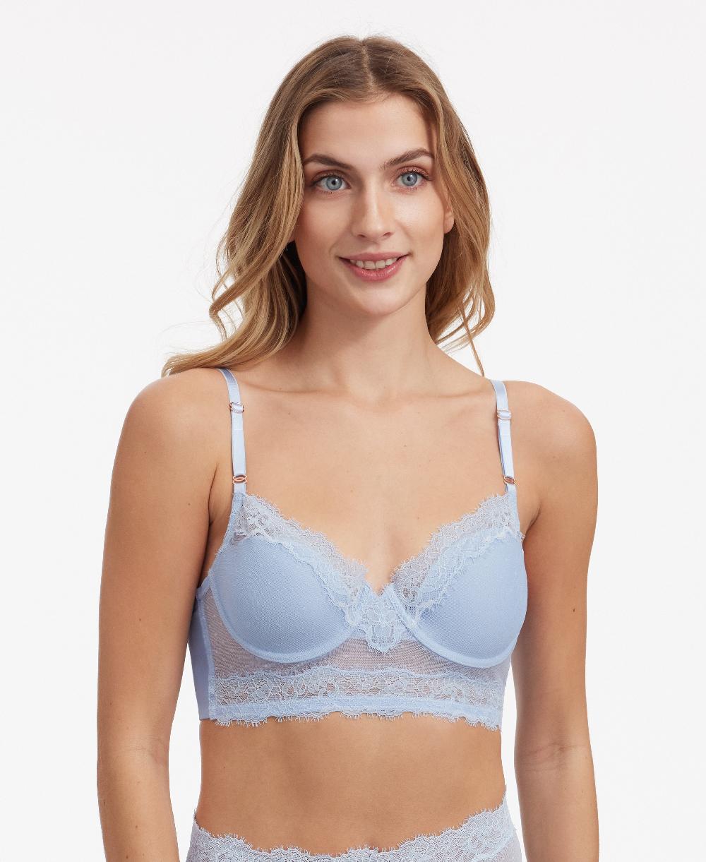 Skarlett Blue Entice Longline Lace Bra Blue Breeze