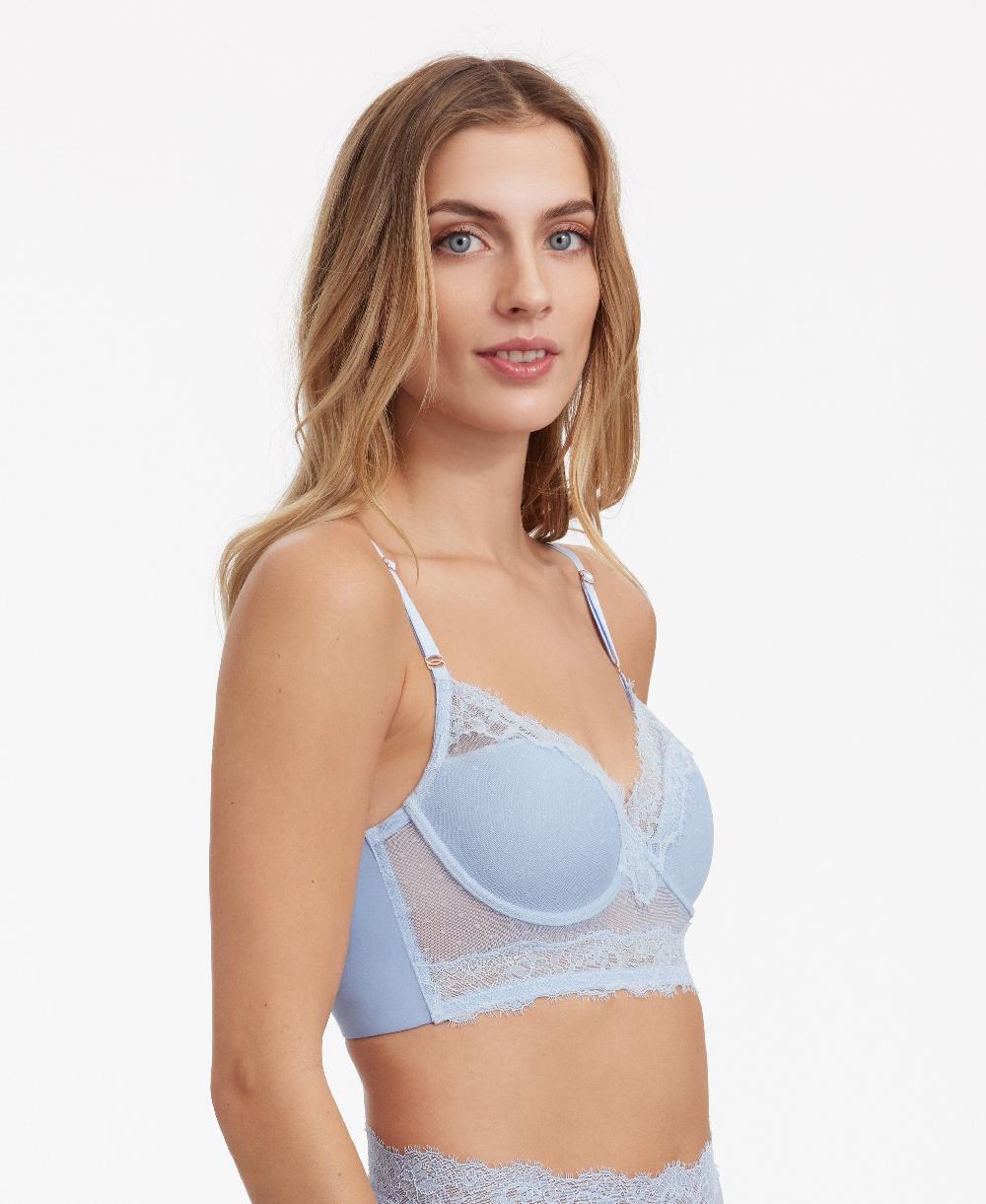 Skarlett Blue Entice Longline Lace Bra Blue Breeze