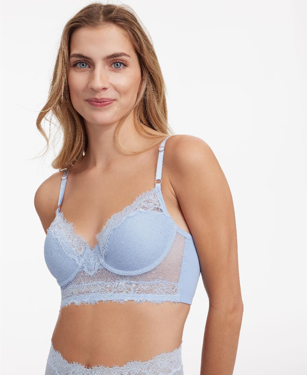 skarlett blue Entice Longline Lace Bra Blue Breeze