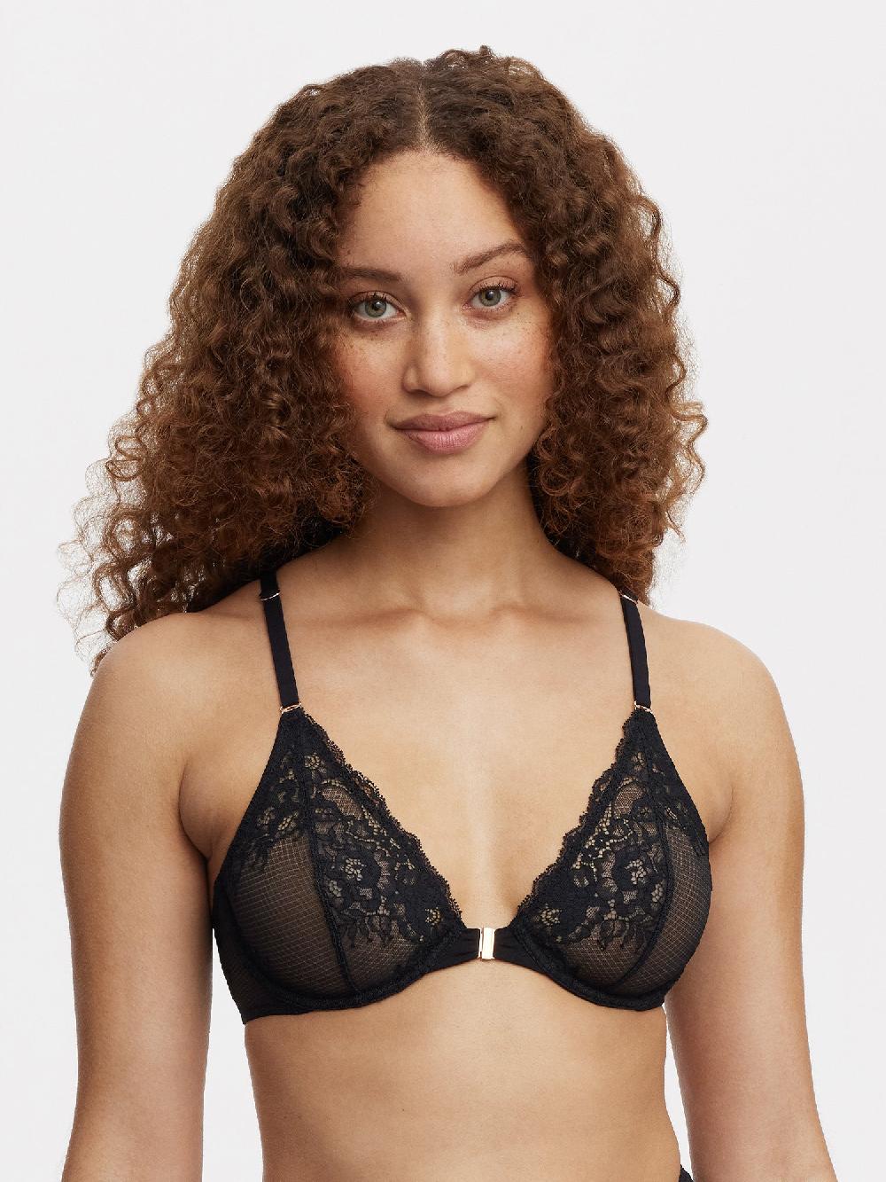 skarlett blue Flaunt Lace Front Close Bra Black