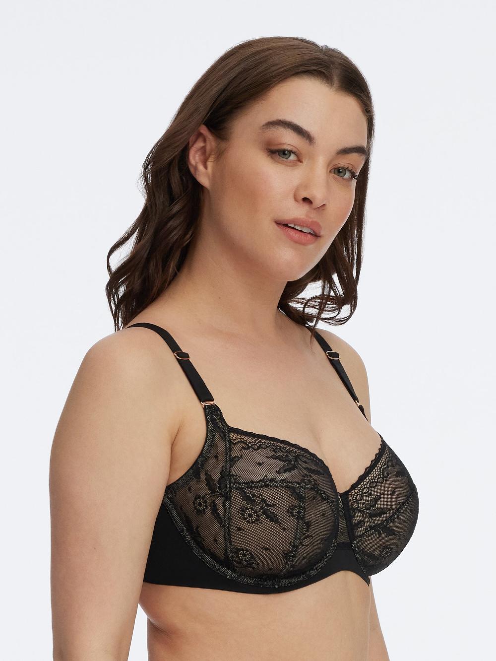 skarlett blue Lacy Side Support Bra Black