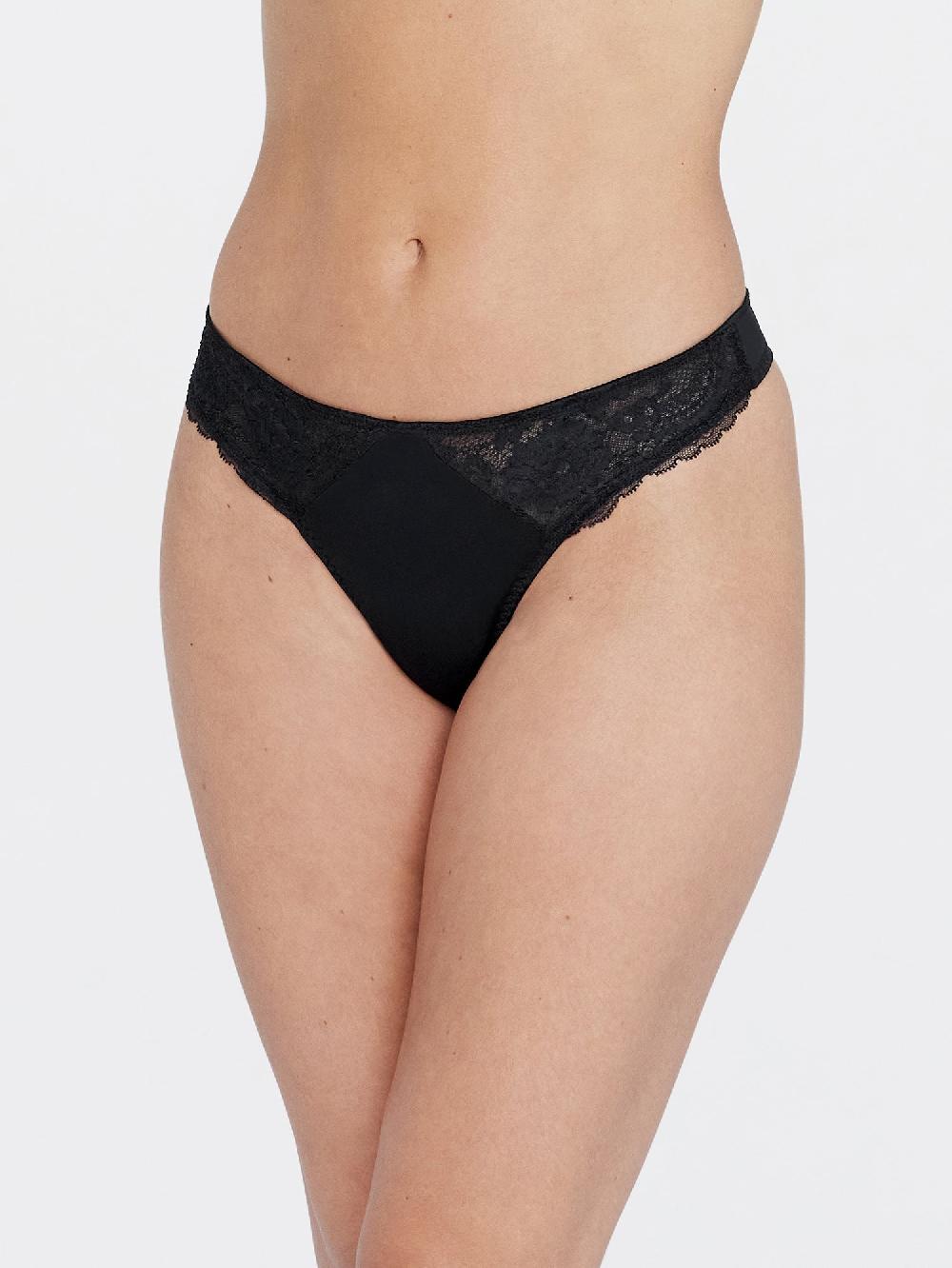Skarlett Blue Minx Lace Trim Thong Black