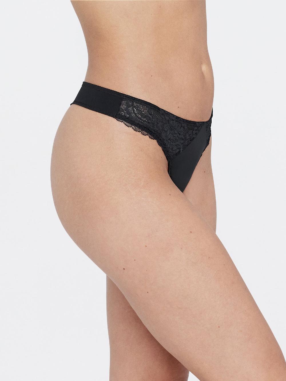 Skarlett Blue Minx Lace Trim Thong Black