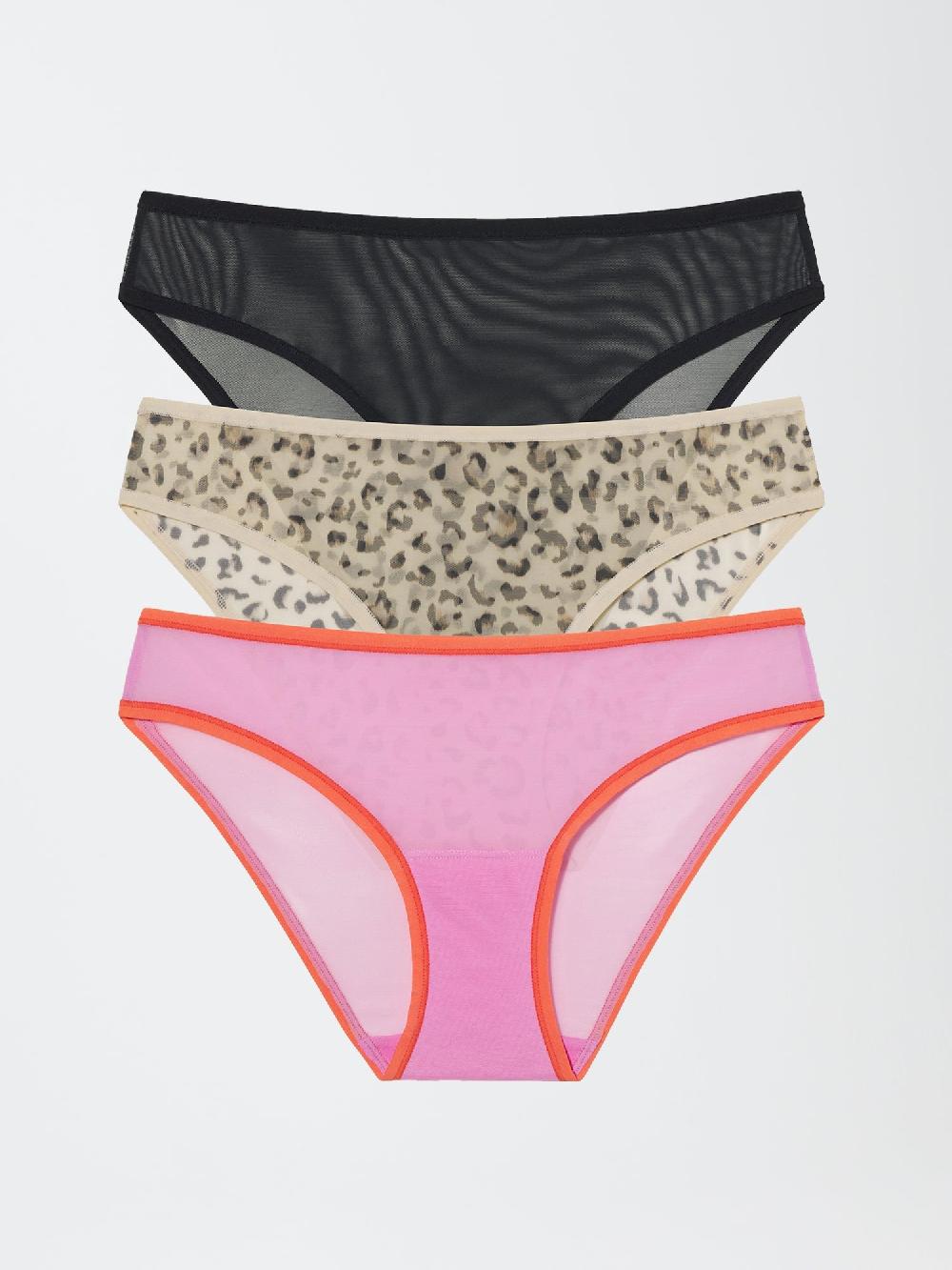skarlett blue Spellbound Mesh Bikini 3-Pack Black/Leo Leopard/Pinup Pink/Summer Coral