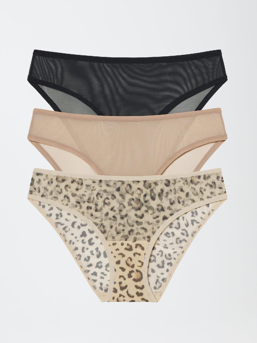 skarlett blue Spellbound Mesh Bikini 3-Pack Black/Nylon/Leo Leopard