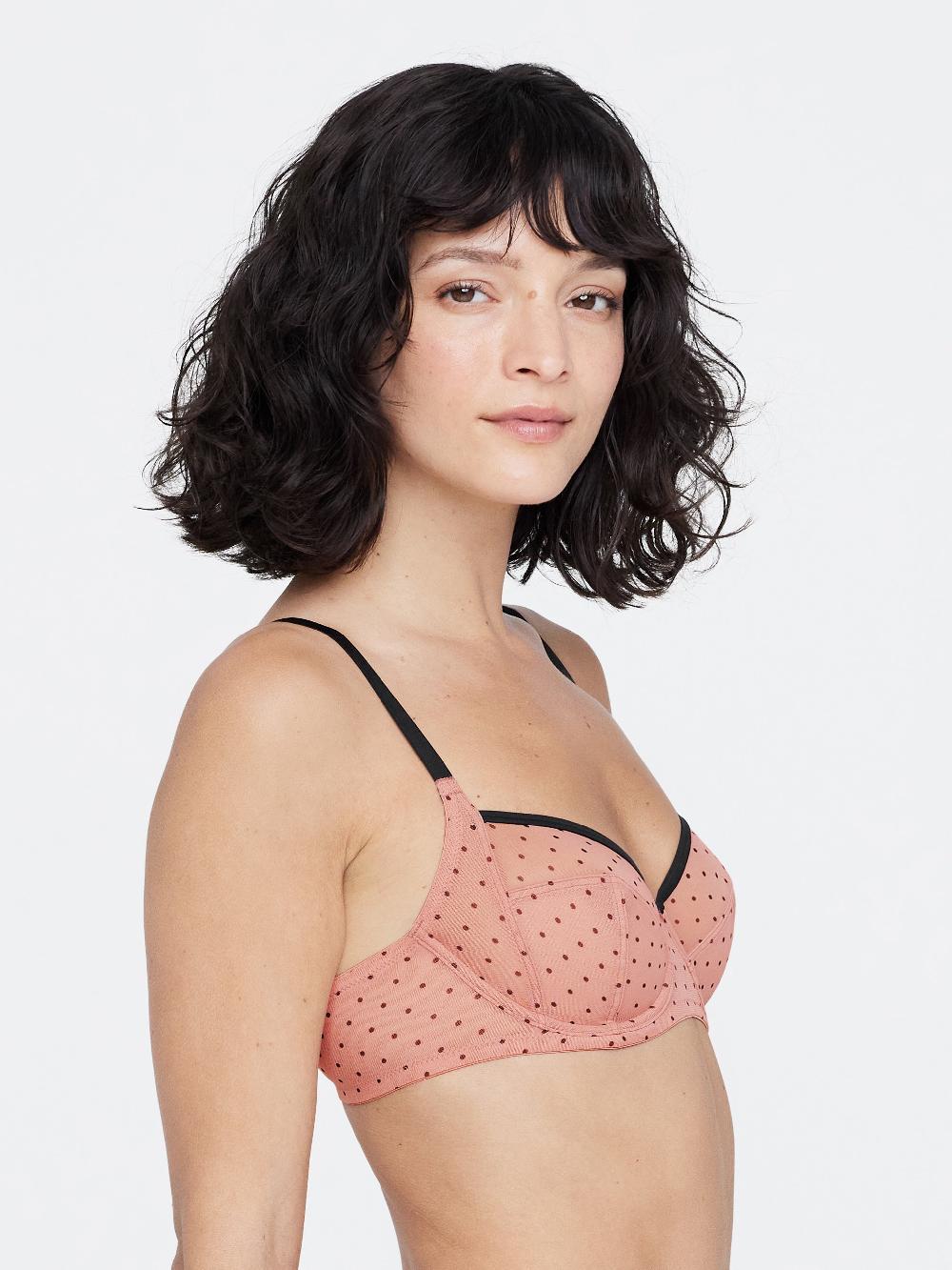 Skarlett Blue Spellbound Sheer Side Support Bra Rose Dawn/Black Polka Dot Print