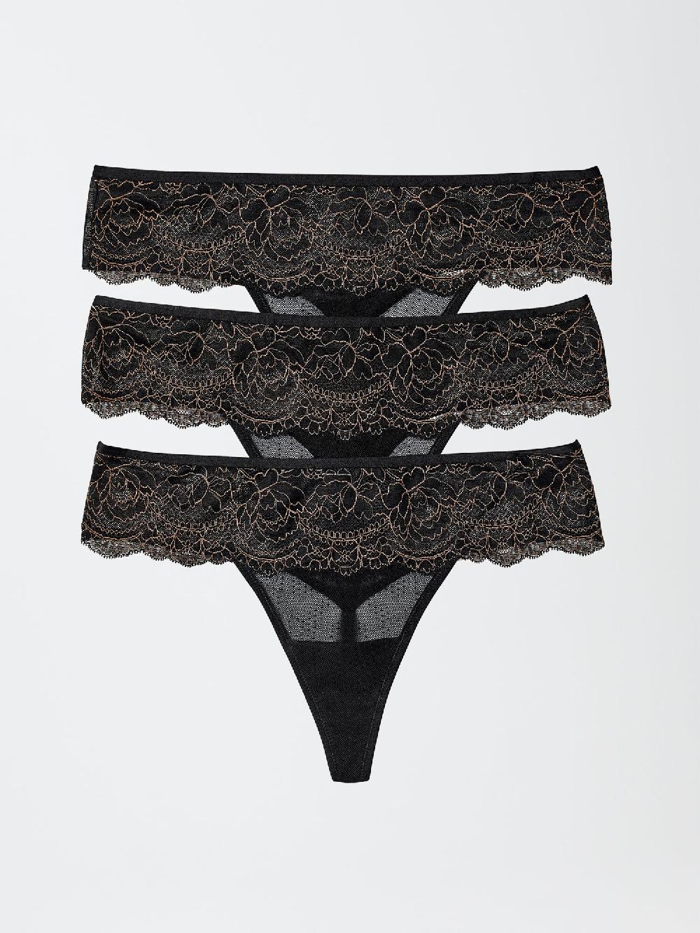 skarlett blue Unveil Lace Trim Thong 3-Pack - FINAL SALE