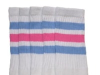 skatersocks Baby-Blue and Bubblegum Pink striped knee high tube socks