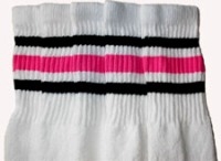 skatersocks Black and Bubblegum-Pink striped knee high tube socks