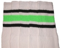 skatersocks Black and Neon-Green striped knee high tube socks