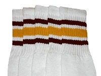 skatersocks Dark-Brown-Gold striped knee high tube socks