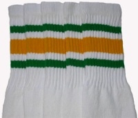 skatersocks Gold-Green striped knee high tube socks