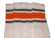 skatersocks Grey-Orange striped knee high tube socks