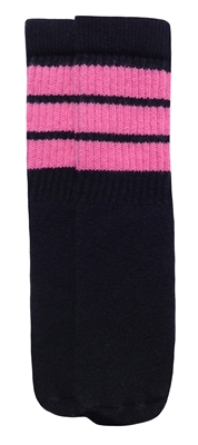 skatersocks Kids Black tube socks with Bubblegum Pink stripes