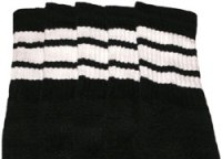 skatersocks Kids Black tube socks with White stripes