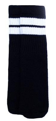 skatersocks Kids Black tube socks with White stripes