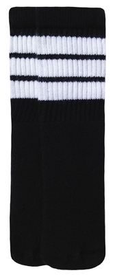 skatersocks Kids Black tube socks with White stripes