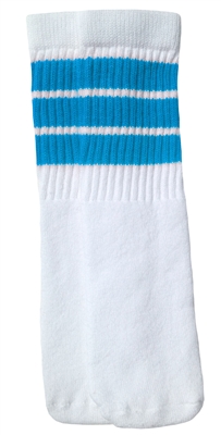 skatersocks Kids White tube socks with Baby Blue stripes