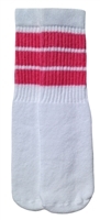 skatersocks Kids White tube socks with Baby Pink stripes