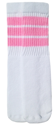skatersocks Kids White tube socks with Baby Pink stripes