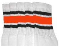 skatersocks Kids White tube socks with Black-Orange stripes