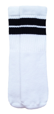 skatersocks Kids White tube socks with Black stripes Black striped kids sock. Skatersocks