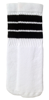 skatersocks Kids White tube socks with Black stripes Black striped kids sock. Skatersocks